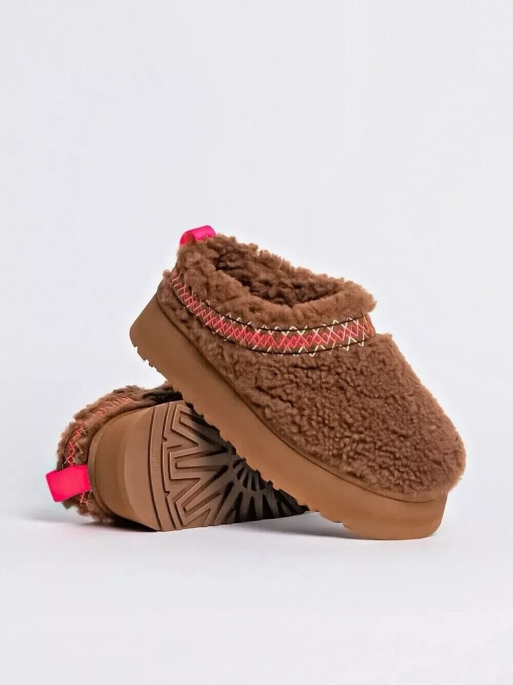 NWOT UGG TAZZ BRAID PLATFORM WOMEN'S SLIPPERS 1143976 HARDWOOD SIZE 9